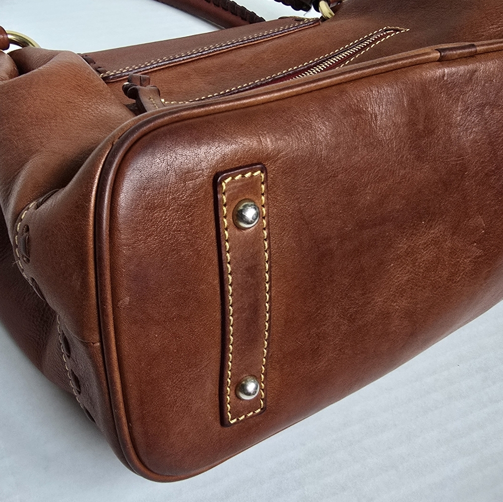 Dooney & Bourke Brown Leather Satchel - Picture 7 of 16